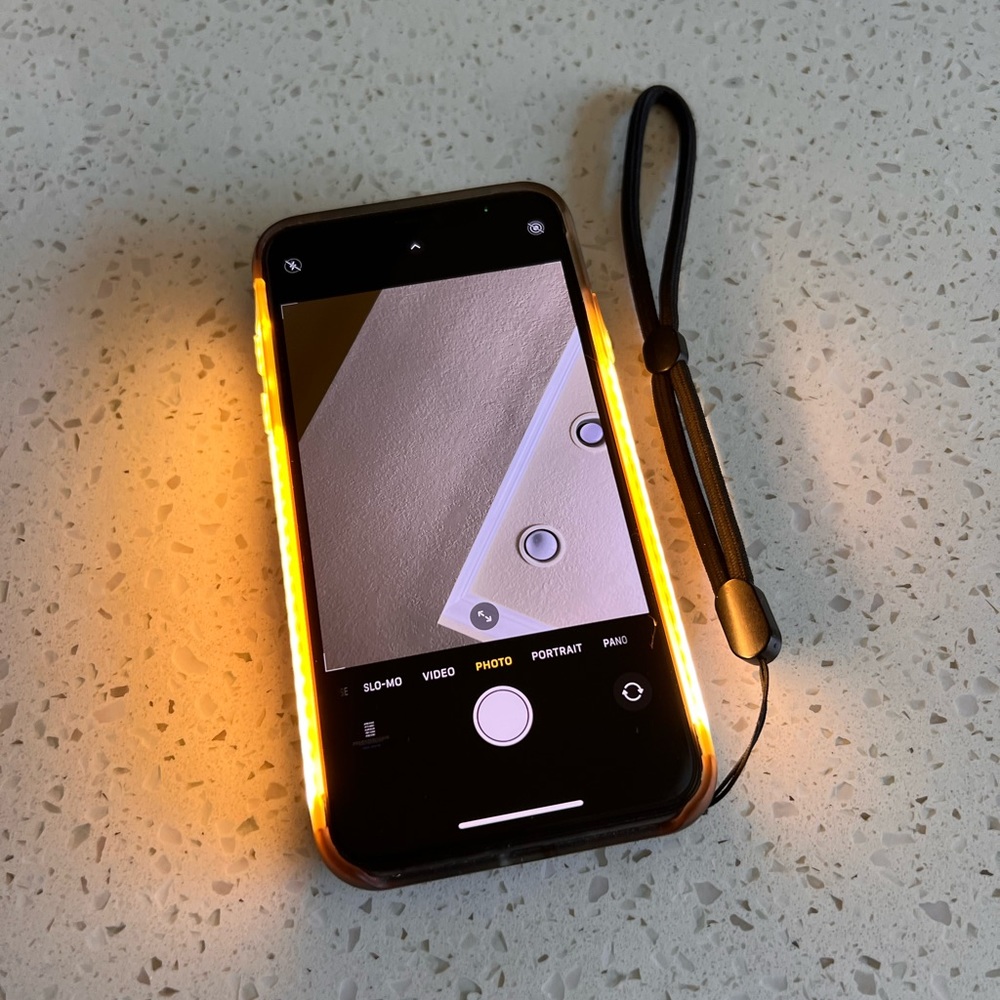 iPhone 11 Pro Max LuMee light case in black and rose gold marble design